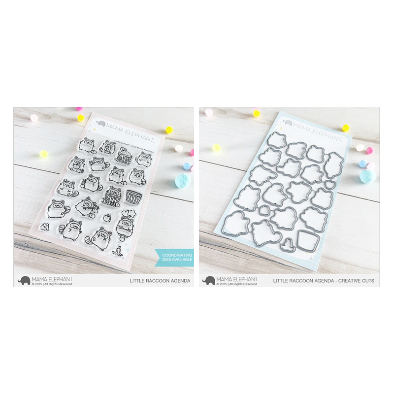Mama Elephant Little Racoon Agenda Clear Stamp and Die Set