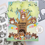 Mama Elephant Little Racoon Agenda Clear Stamp and Die Set trash pandas