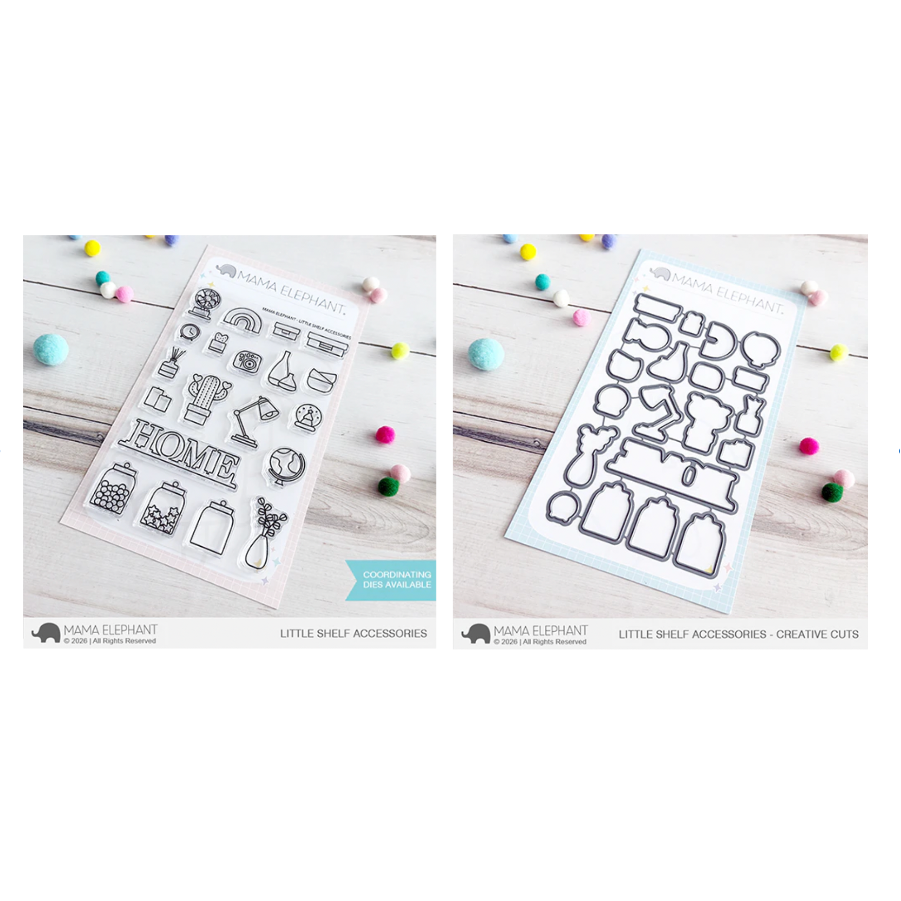 Mama Elephant Little Shelf Accessories Clear Stamp and Die Set
