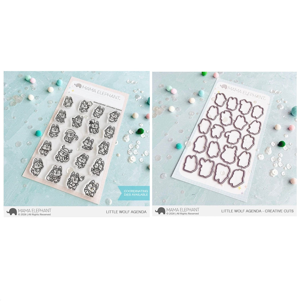 Mama Elephant Little Wolf Agenda Clear Stamp and Die Set
