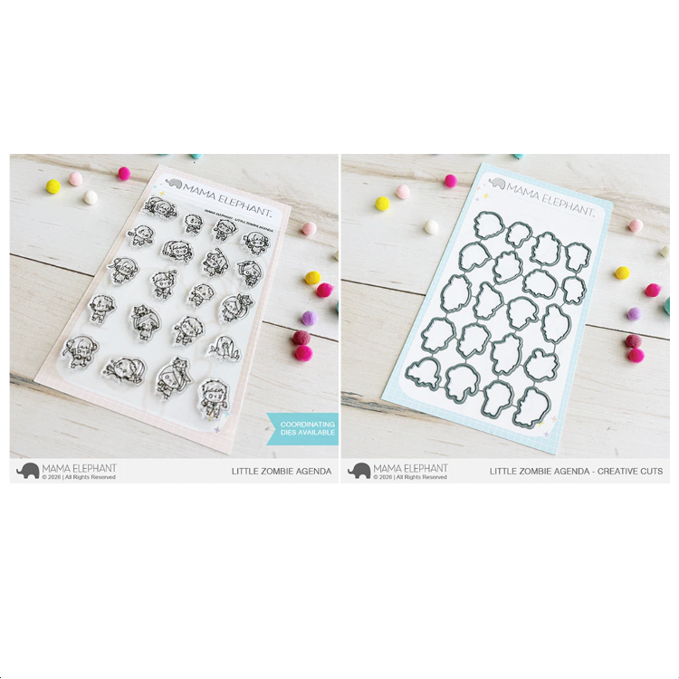 Mama Elephant Little Zombie Agenda Clear Stamp and Die Set
