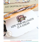 Mama Elephant Little Zombie Agenda Clear Stamp and Die Set inside of pumpkin card
