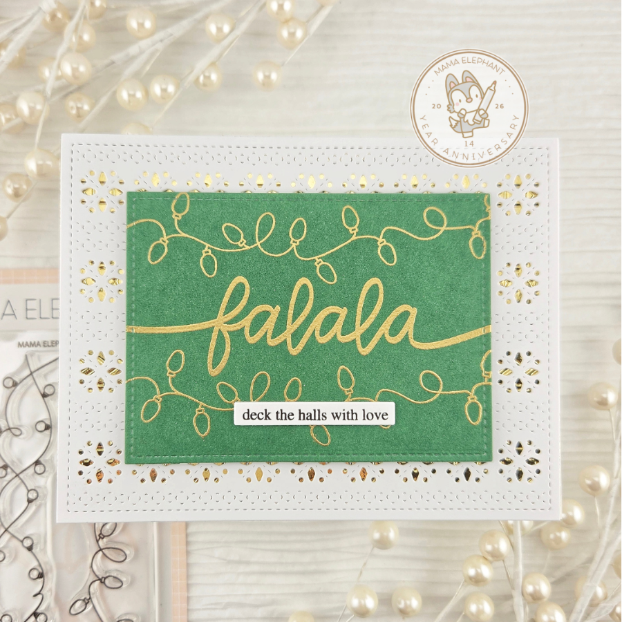 Mama Elephant Long Holiday Clear Stamps deck the halls with love card