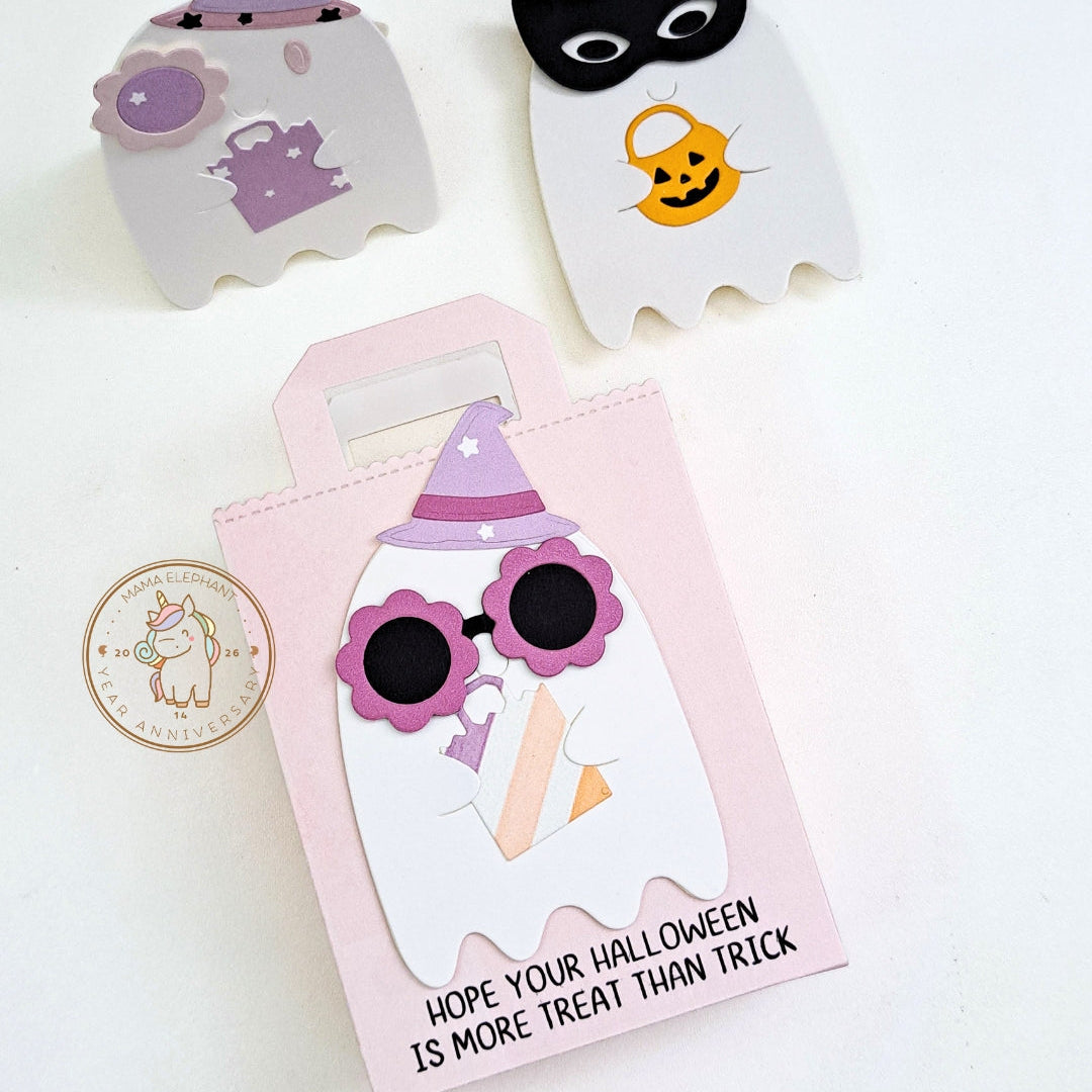 Mama Elephant Market Tote Creative Cuts Steel Dies pink ghost halloween bag