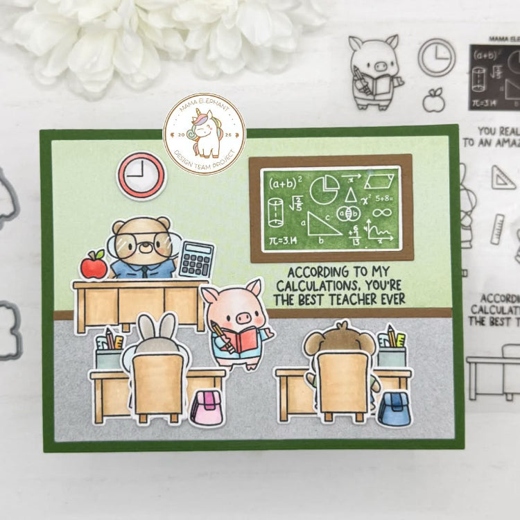 Mama Elephant Math Class Clear Stamp and Die Set classroom