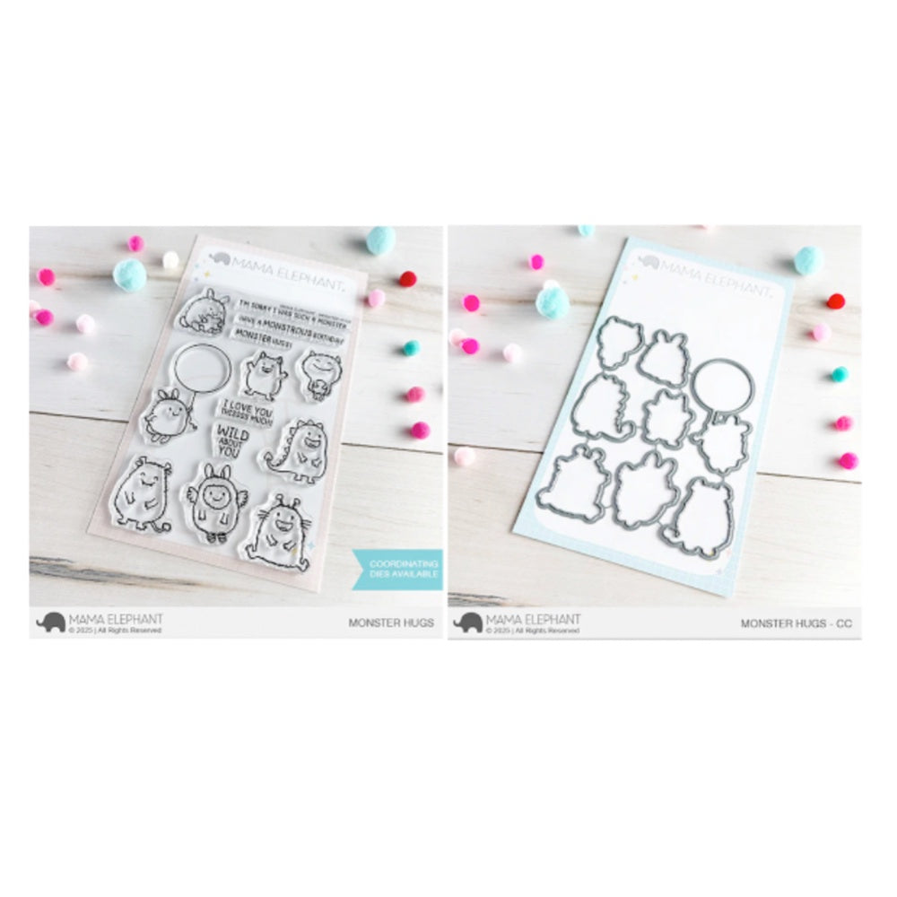 Mama Elephant Monster Hugs Clear Stamp and Die Set
