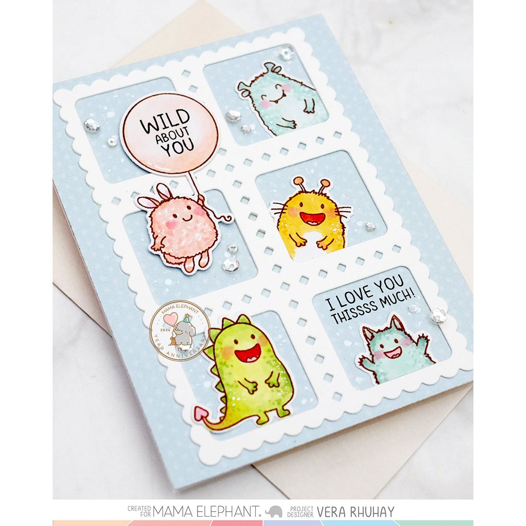Mama Elephant Monster Hugs Clear Stamp and Die Set love you