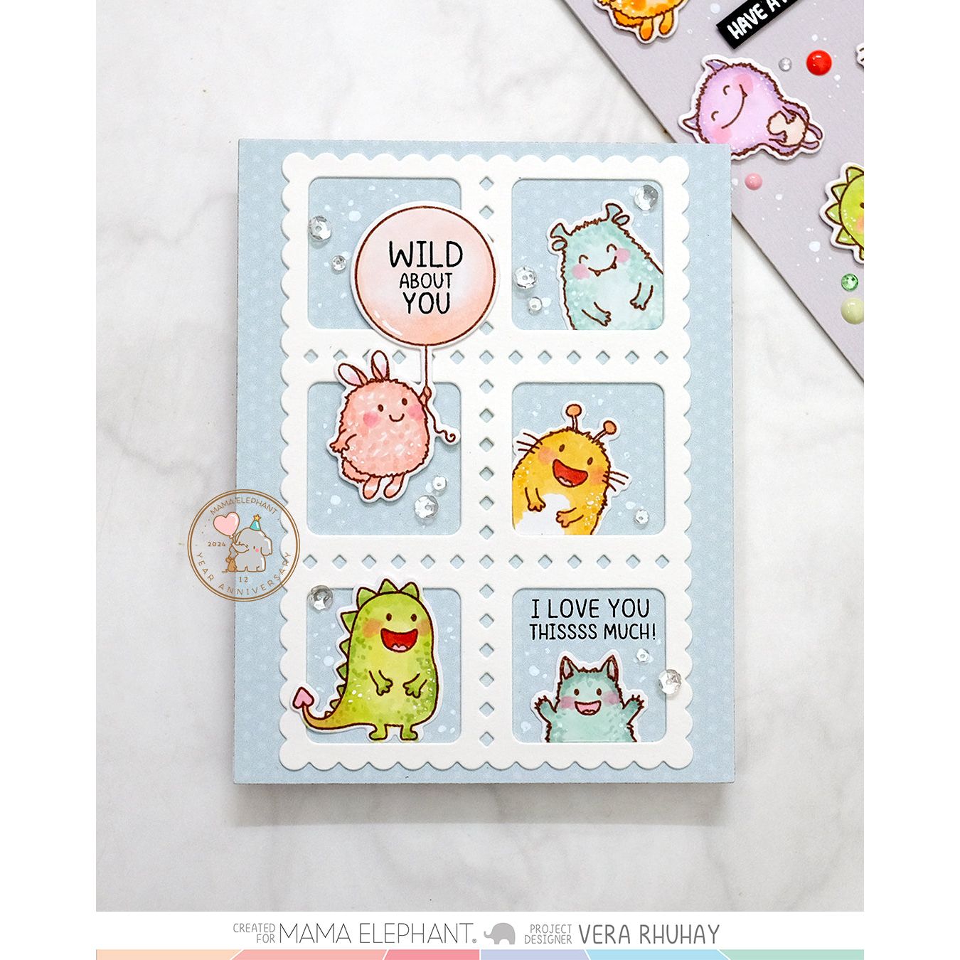 Mama Elephant Monster Hugs Clear Stamps love you