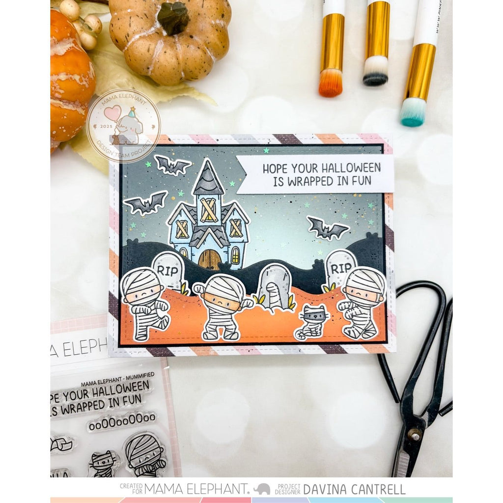 Mama Elephant Mummified Clear Stamp and Die Set scene