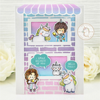 Mama Elephant My Lucky Unicorn Clear Stamp and Die Set purple bricks