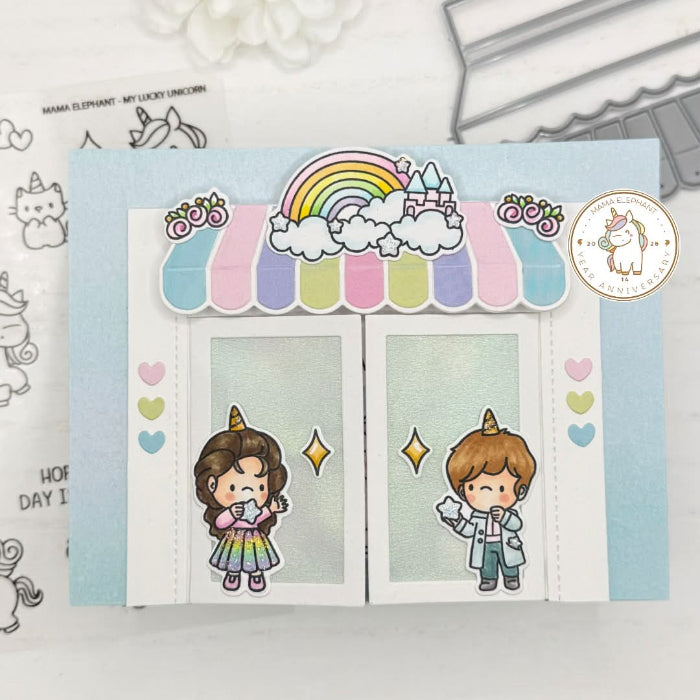 Mama Elephant My Lucky Unicorn Clear Stamp and Die Set rainbow