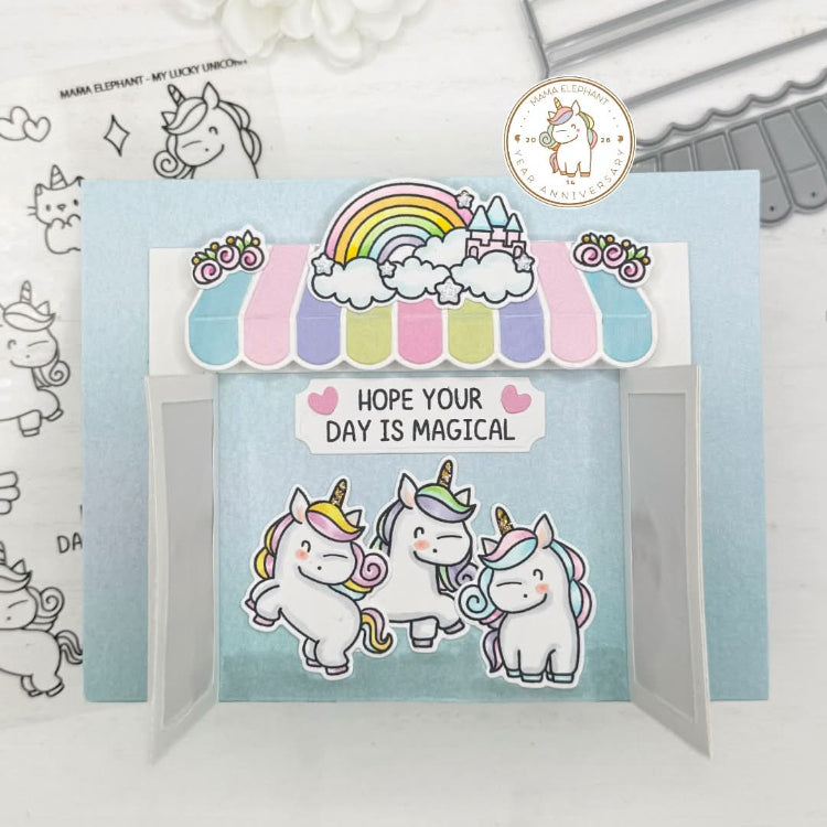Mama Elephant My Lucky Unicorn Creative Cuts Steel Dies pink flowers