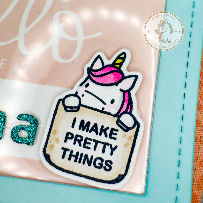 Mama Elephant Name Tag Clear Stamp and Die Set little unicorn