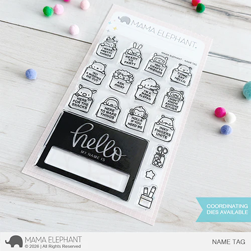 Mama Elephant Name Tag Clear Stamps