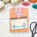 Mama Elephant Name Tag Clear Stamps orange flower background