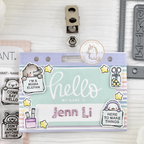 Mama Elephant Name Tag Clear Stamps yellow stars