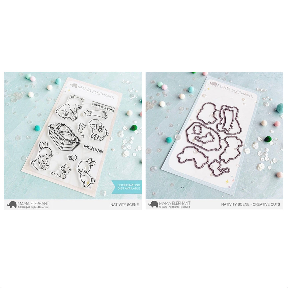 Mama Elephant Nativity Scene Clear Stamp and Die Set