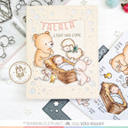 Mama Elephant Nativity Scene Clear Stamp and Die Set silver glitter stars card