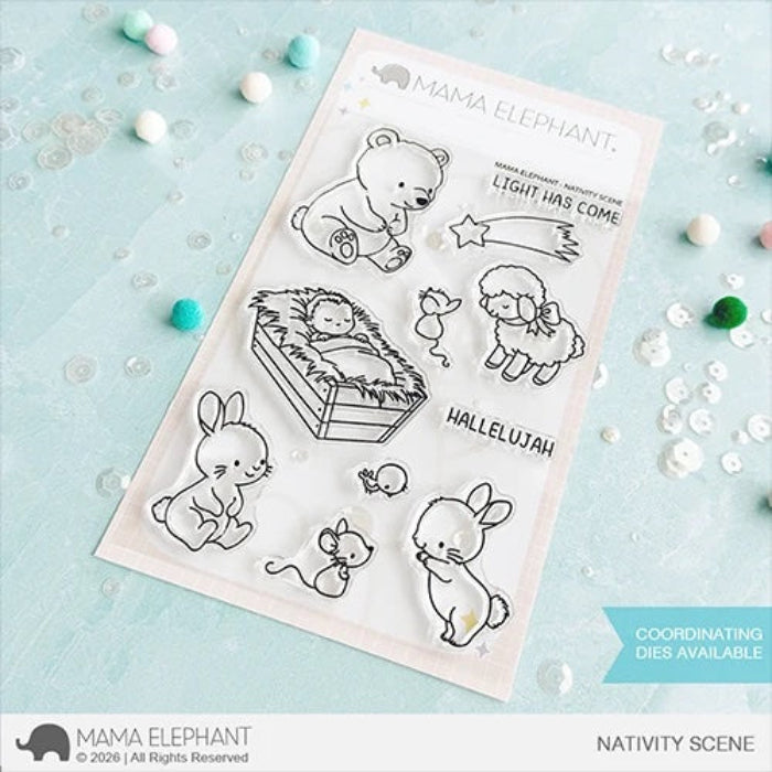 Mama Elephant Nativity Scene Clear Stamps