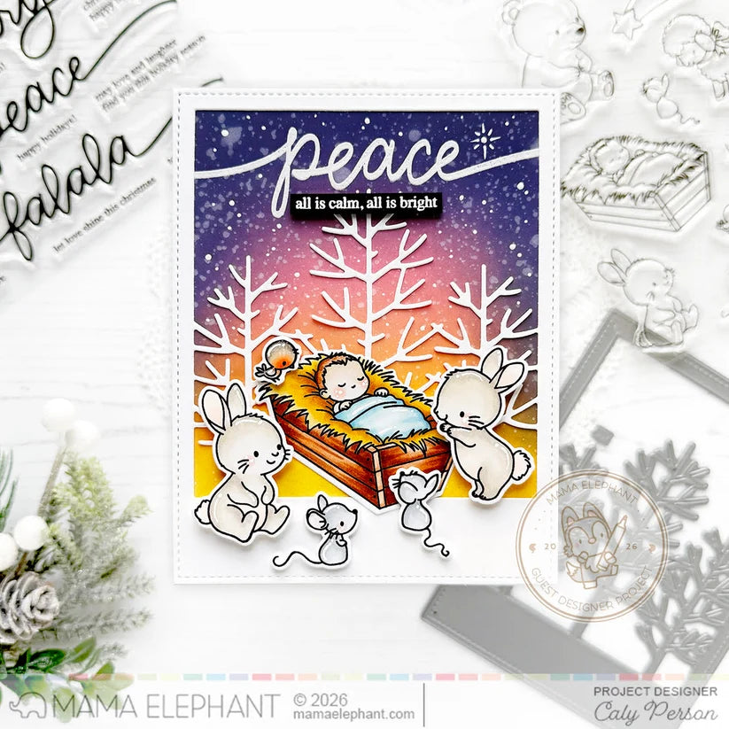Mama Elephant Nativity Scene Clear Stamps peace card
