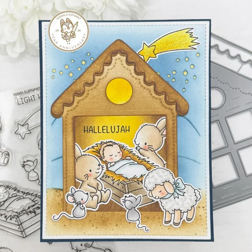 Mama Elephant Nativity Scene Creative Cuts Steel Dies shooting star card