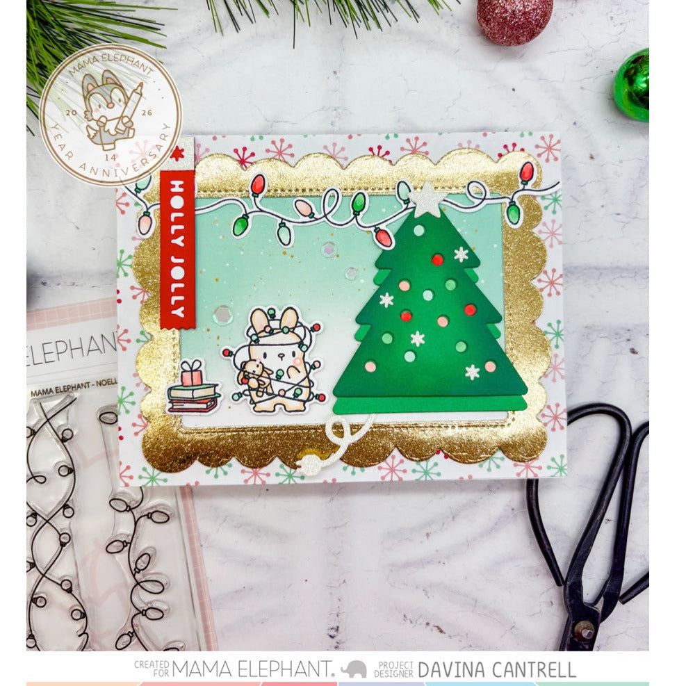 Mama Elephant Noella Borders Clear Stamp and Die Set gold