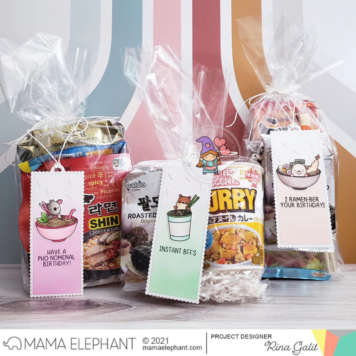 Mama Elephant Noodles Sayings Clear Stamps bookmarks
