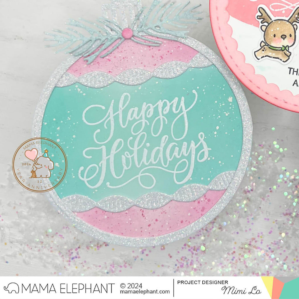 Mama Elephant Paola's Merry Wishes Clear Stamps pink