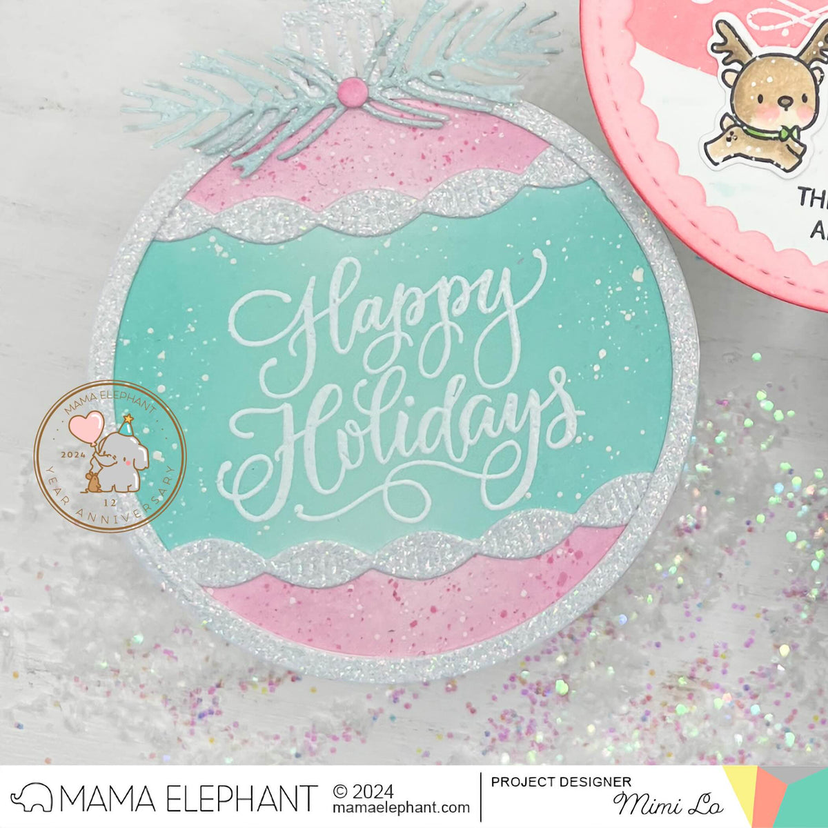 Mama Elephant Paola's Merry Wishes Clear Stamps pink