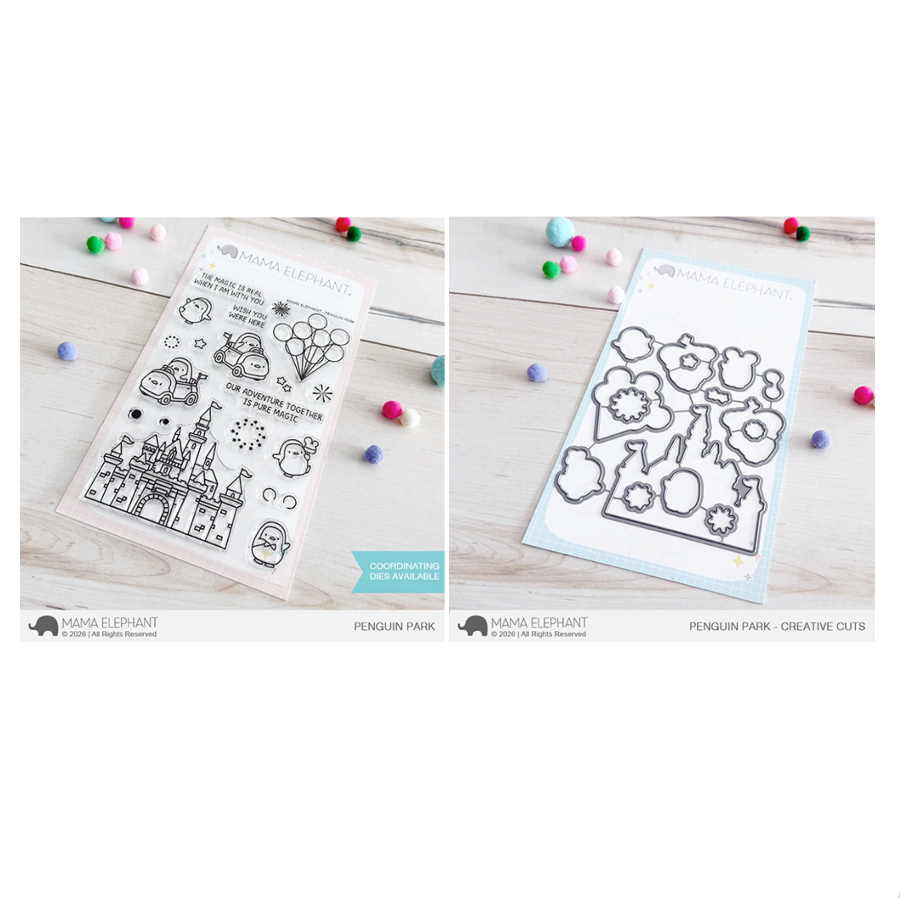 Mama Elephant Penguin Park Clear Stamp and Die Set