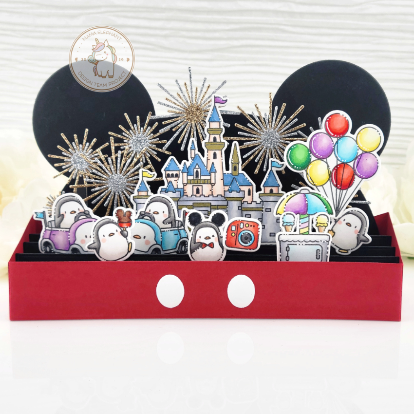 Mama Elephant Penguin Park Clear Stamps  pop up card