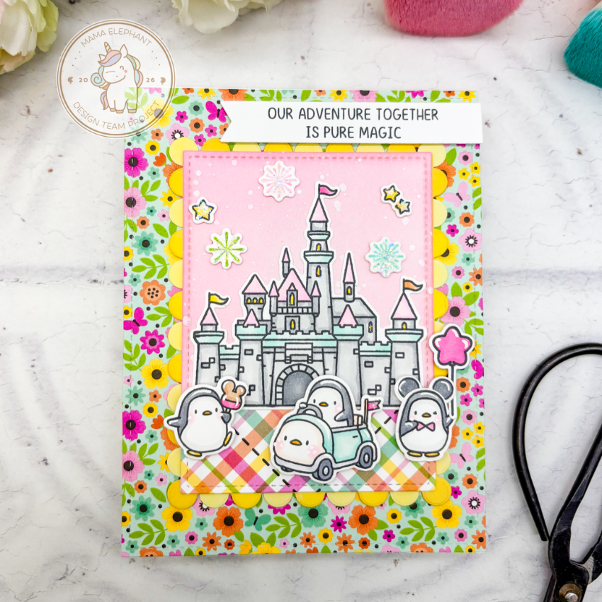 Mama Elephant Penguin Park Creative Cuts Steel Dies colorful flowers