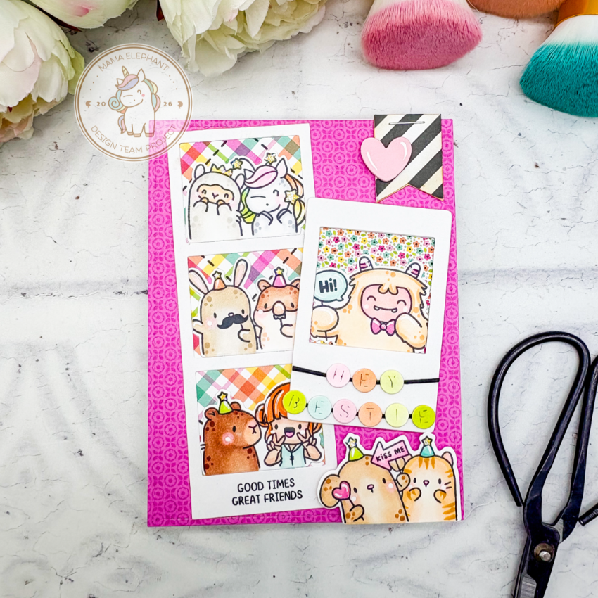Mama Elephant Photo Booth Clear Stamp and Die Set hey besties