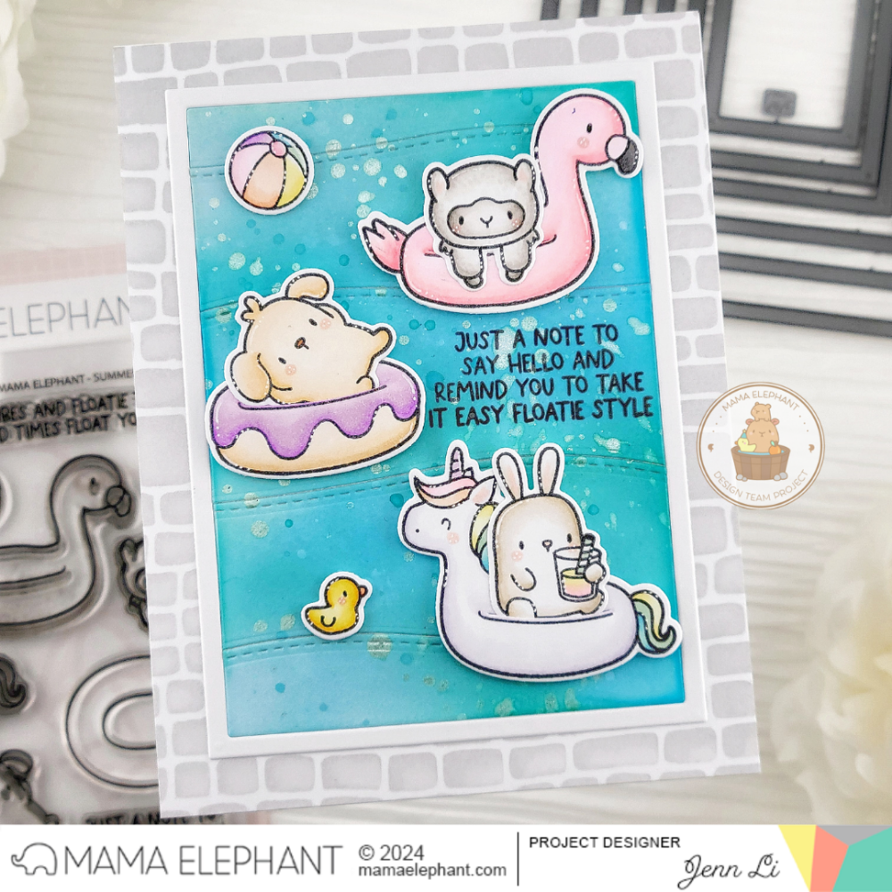 Mama Elephant Plain Rectangle Frames Creative Cuts Steel Dies swimming