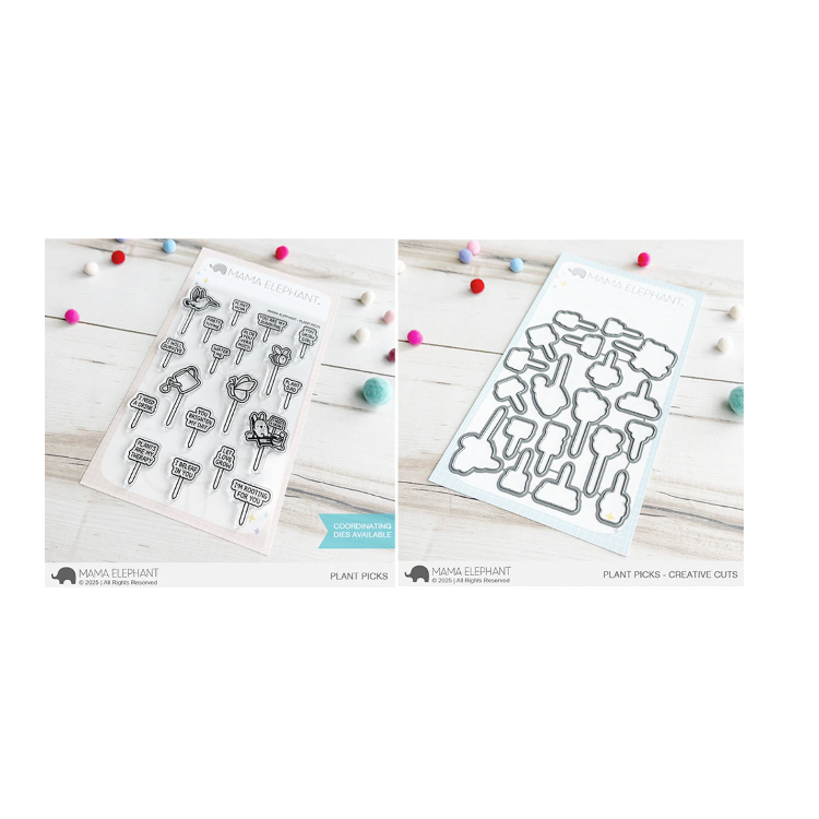 Mama Elephant Plant Picks Clear Stamp and Die Set