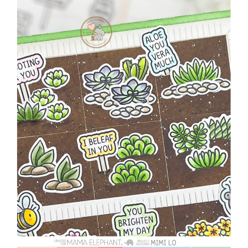 Mama Elephant Plant Picks Clear Stamp and Die Set cactus