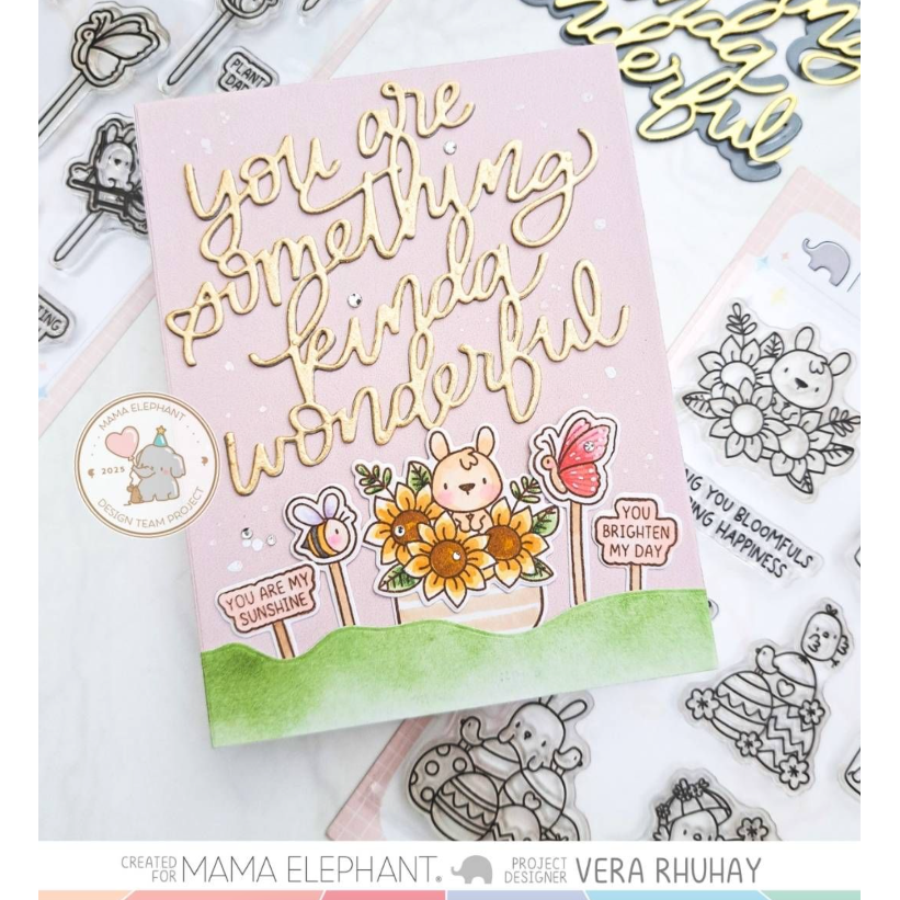 Mama Elephant Plant Picks Clear Stamp and Die Set sunflowers