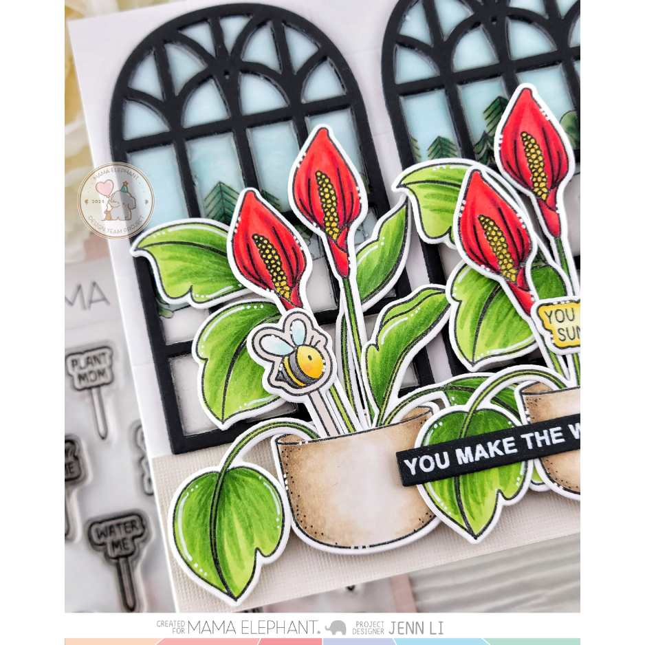 Mama Elephant Plant Picks Clear Stamps bee