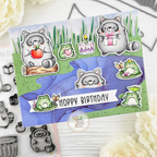 Mama Elephant Playful Racoons Clear Stamp and Die Set happy birthday