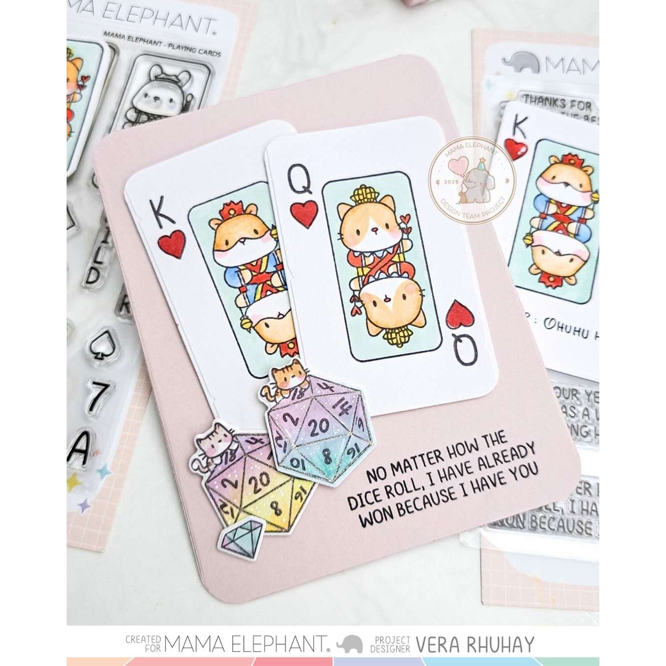 Mama Elephant Playing Cards Clear Stamps love you