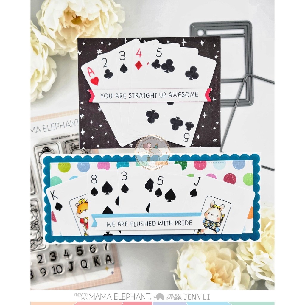 Mama Elephant Playing Cards Clear Stamps so proud