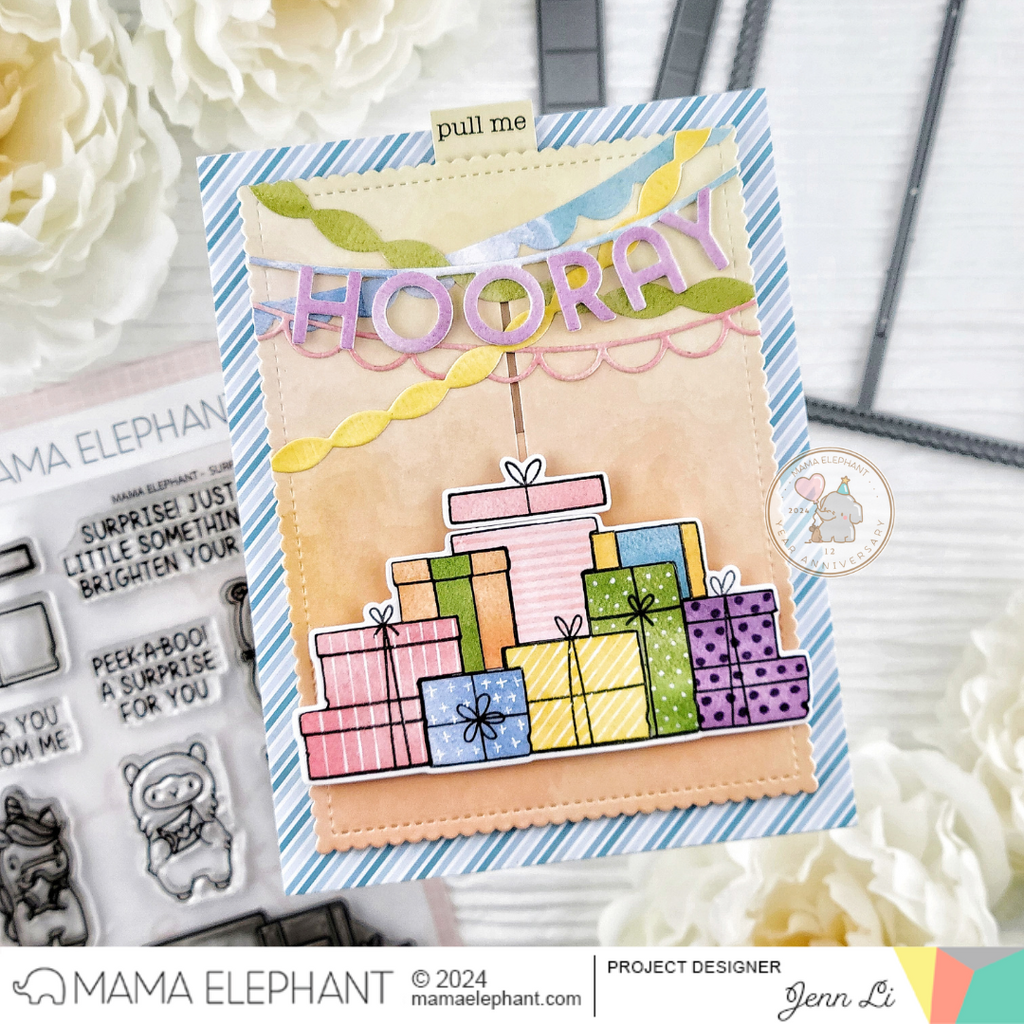 Mama Elephant Pull Paper Slider Creative Cuts Steel Dies gifts