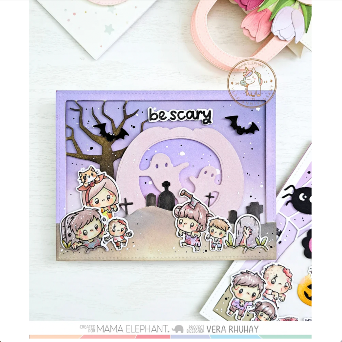Mama Elephant Pumpkin Carvings Creative Cuts Steel Dies spooky ghost card