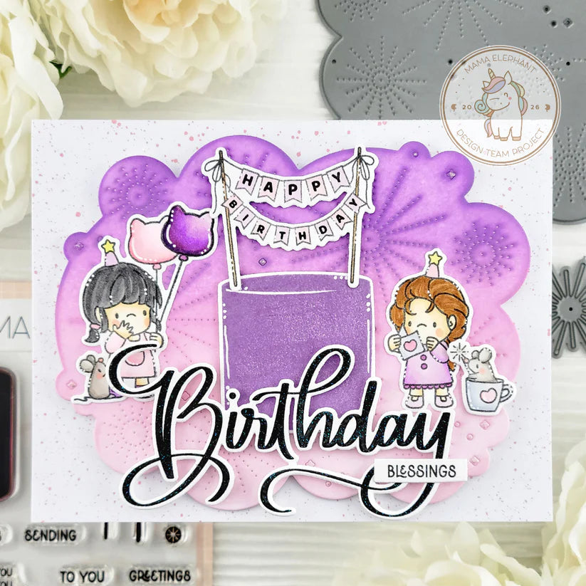 Mama Elephant Razzle Dazzle Creative Cuts Steel Dies purple background