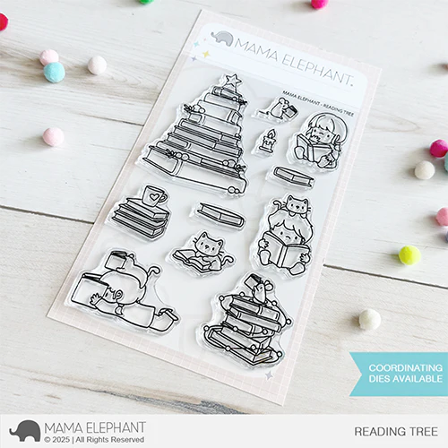 Mama Elephant Reading Tree Clear Stamp and Die Set image 1