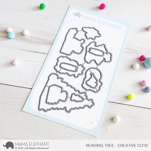Mama Elephant Reading Tree Clear Stamp and Die Set image 2