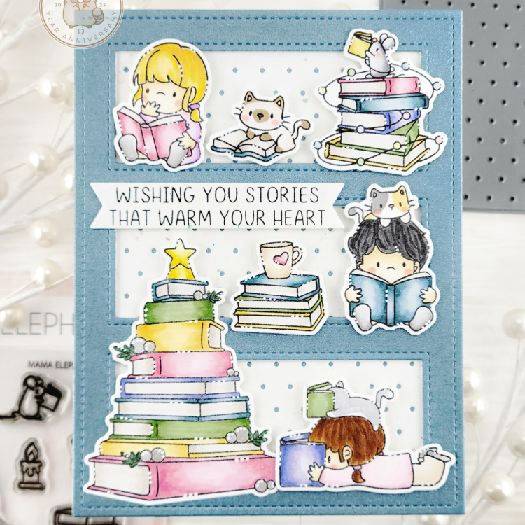 Mama Elephant Reading Tree Clear Stamps let's read