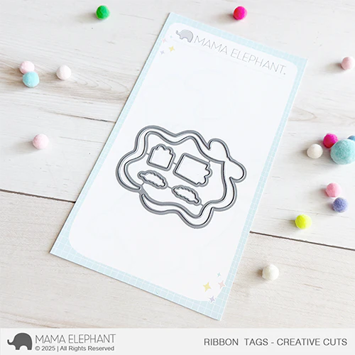Mama Elephant Ribbon Tags Clear Stamp and Die Set image 2