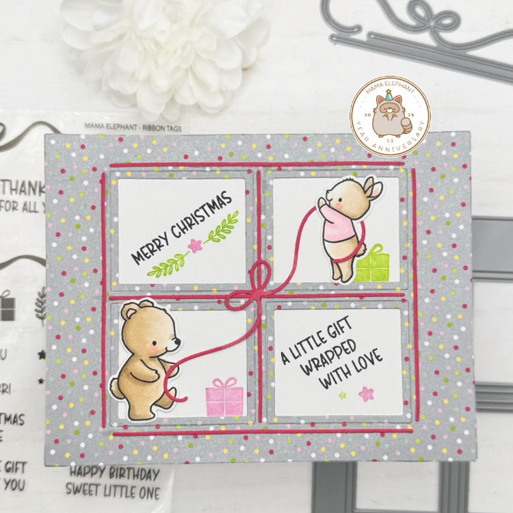 Mama Elephant Ribbon Tags Clear Stamp and Die Set with love
