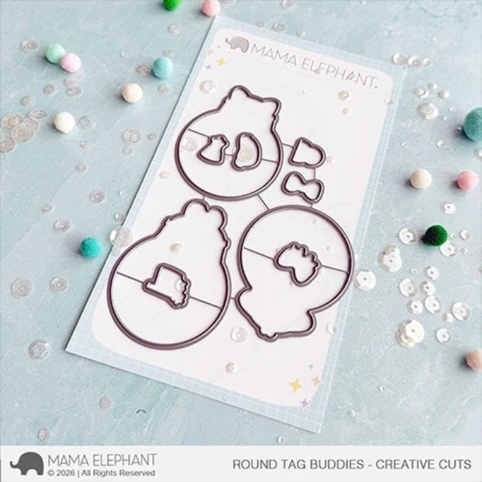 Mama Elephant Round Tag Buddies Clear Stamp and Die Set product image 2